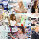 Women purchasing cheap drugstore makeup.